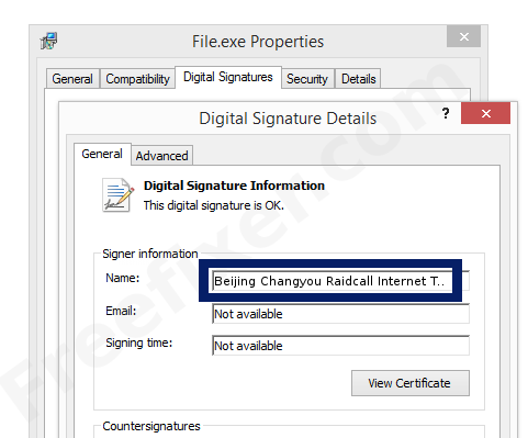 Screenshot of the Beijing Changyou Raidcall Internet Tech Co.,Ltd Guangzhou branch certificate